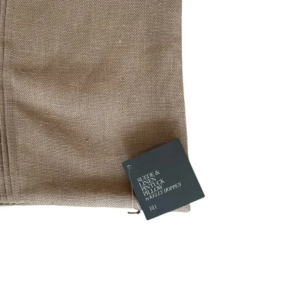 Restoration Hardware Suede & Linen Lumbar Pillow Cover 13x21 Camel NEW